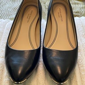 Cole Haan Black Leather Wedges, 7.5